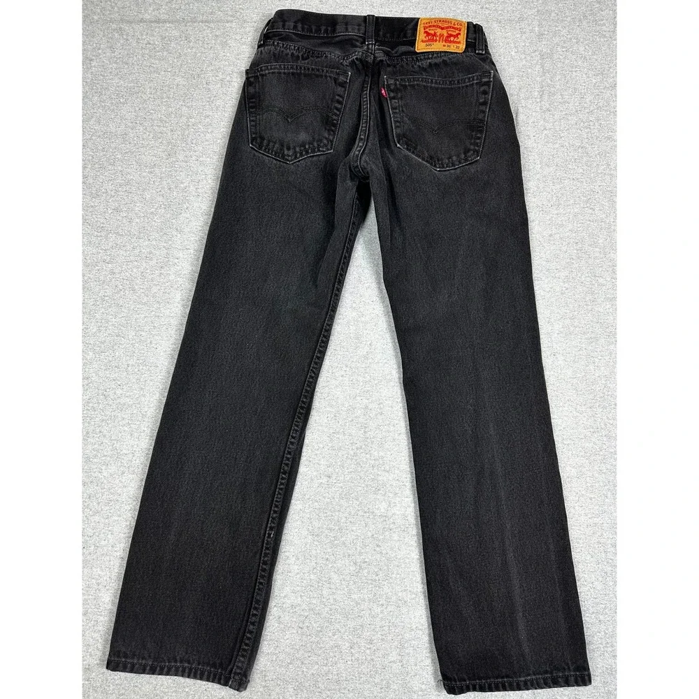 Levis 505 Jeans Mens 31x32 Black Straight Leg Denim